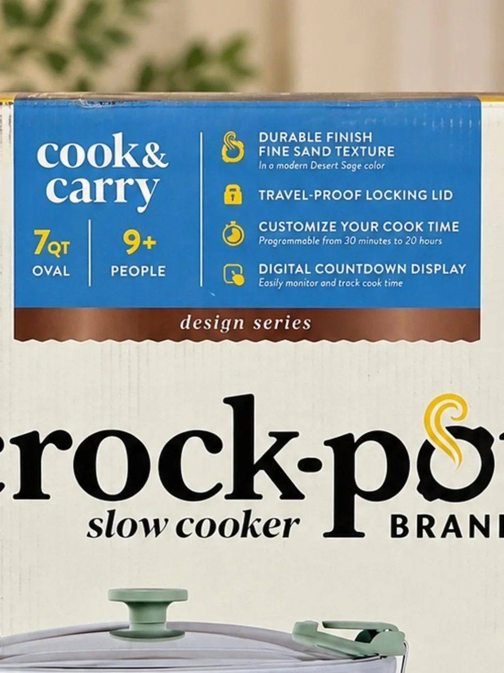 Crock-Pot Cook & Carry 7 Qt Programmable Slow Cooker Desert Sage Locking Lid NEW